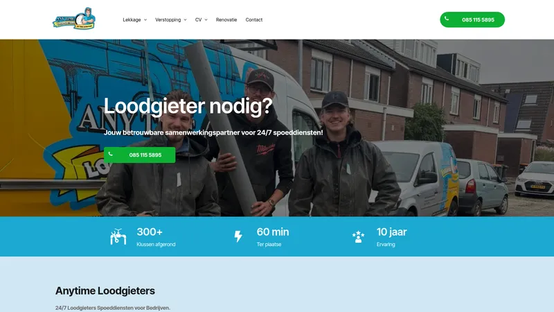 Website van Anytime Loodgieters