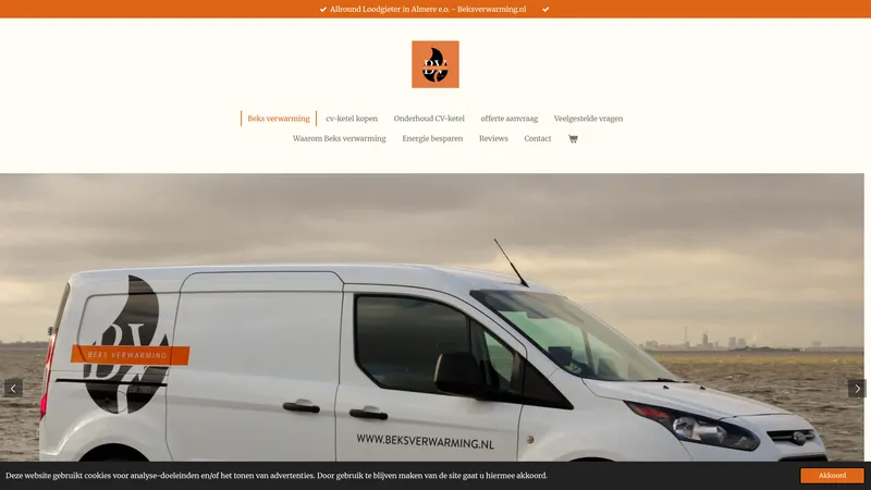 Website van BEKS verwarming