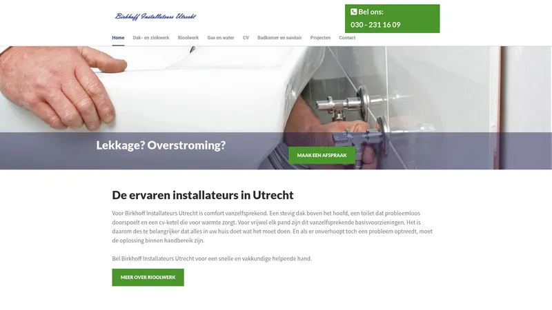 Website van Birkhoff Installateurs Utrecht