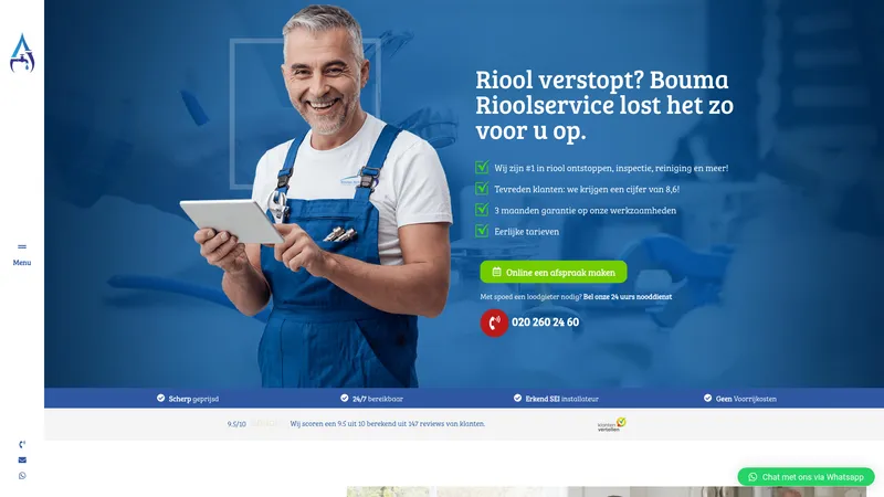 Website van Bouma Rioolservice
