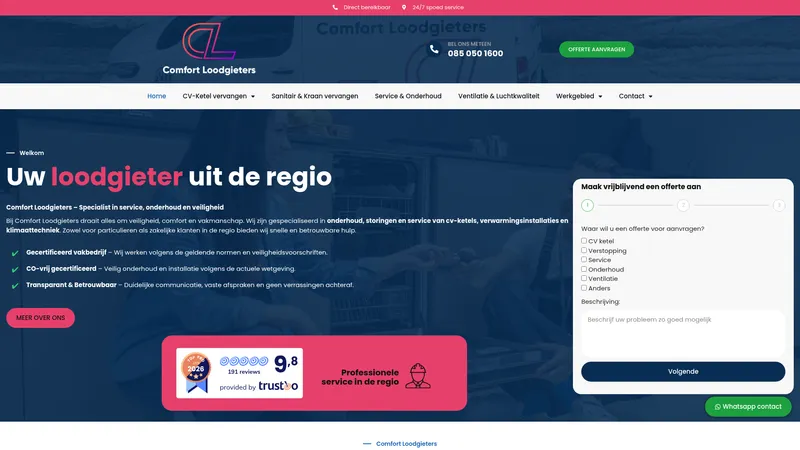Website van Comfort Loodgieters
