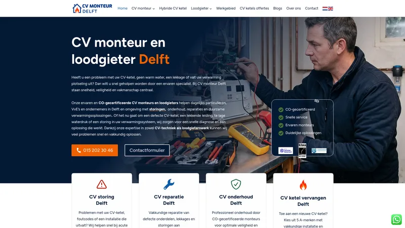 Website van cv-monteur-delft