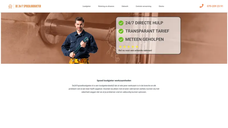 Website van de 247 loodgieter