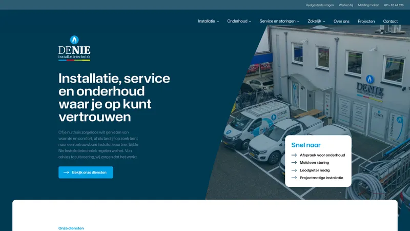 Website van De Nie Installatiebedrijf