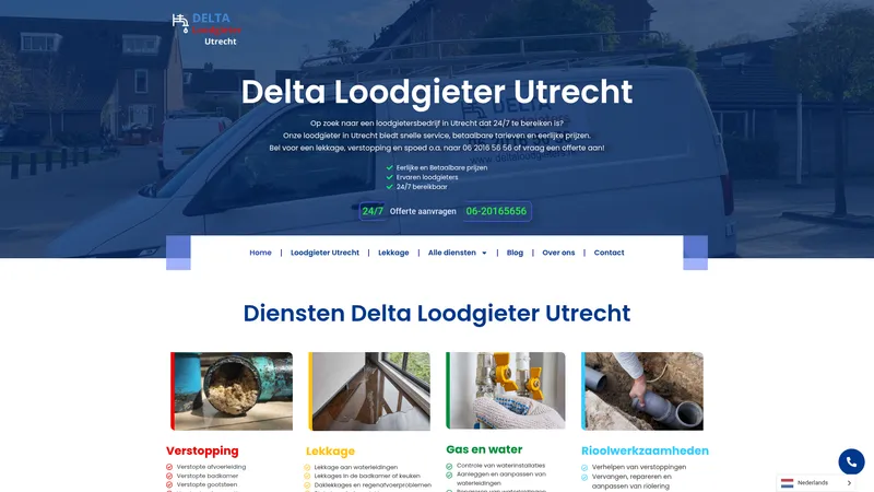 Website van Delta loodgieters