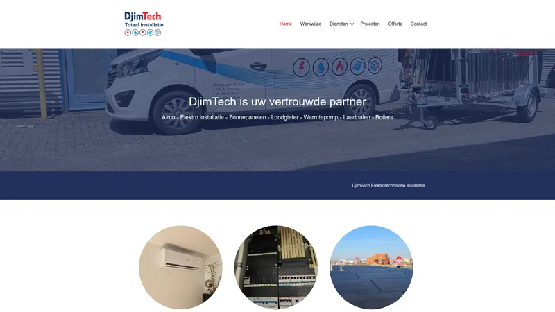 Website van DjimTech Elektrotechnische Installatie