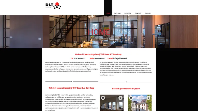 Website van DLT Bouw B.V.