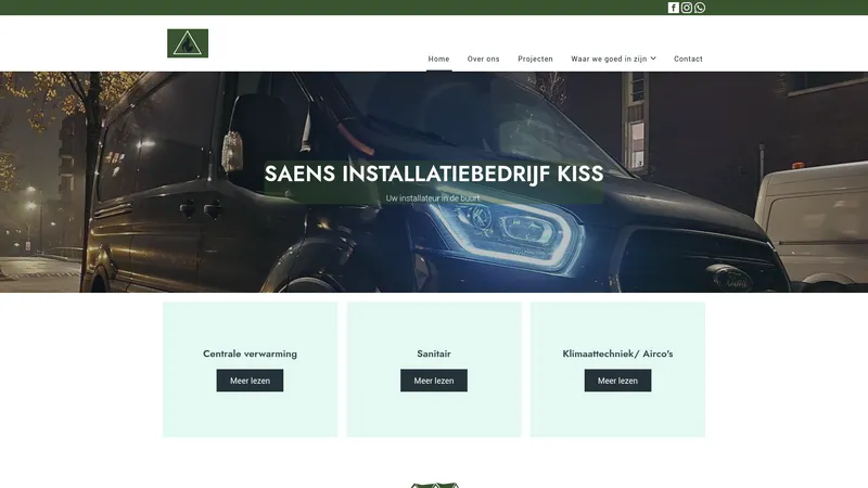 Website van door Saens installatiebedrijf Kiss