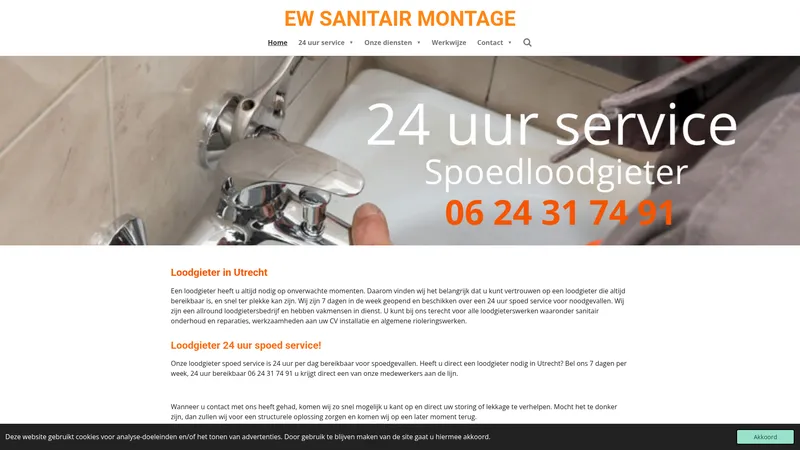 Website van EW Sanitair Montage