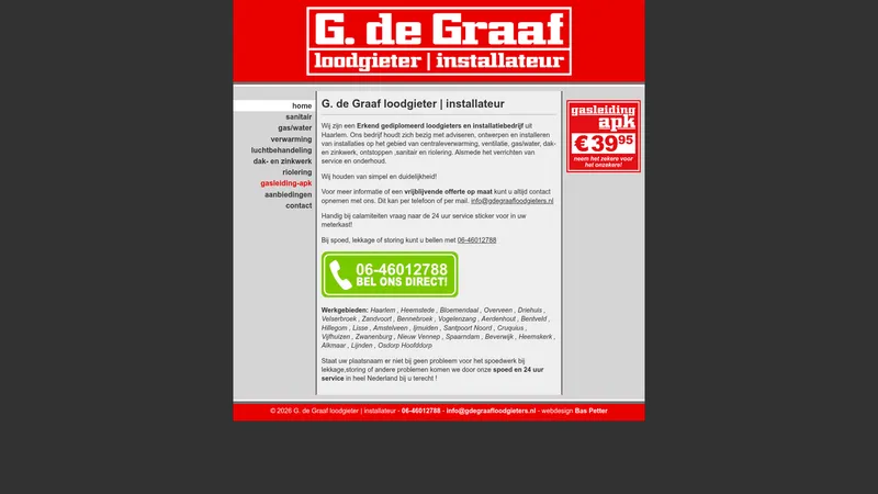 Website van G. de Graaf loodgieter | installateur