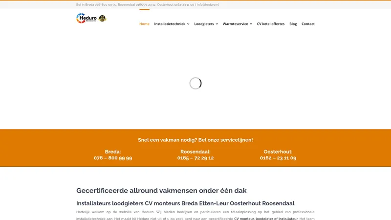Website van Heduro Installatietechniek