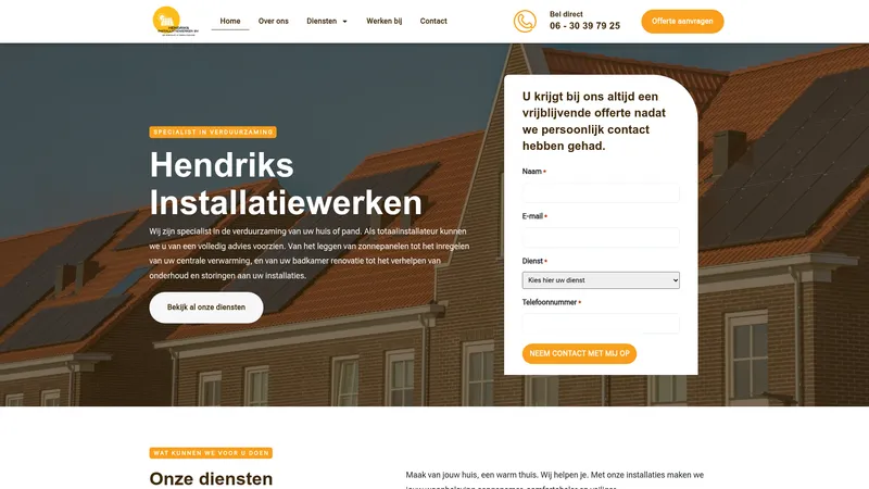 Website van Hendriks Installatiewerken