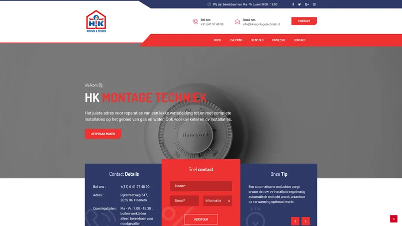 Website van HK Montage Techniek