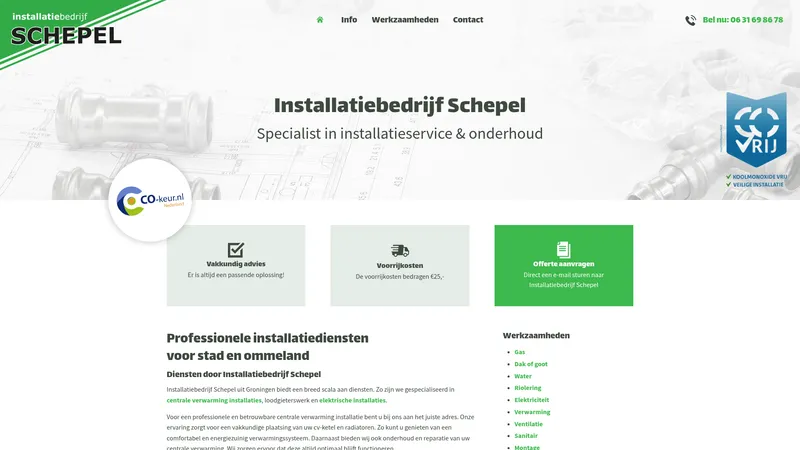 Website van Installatiebedrijf Schepel