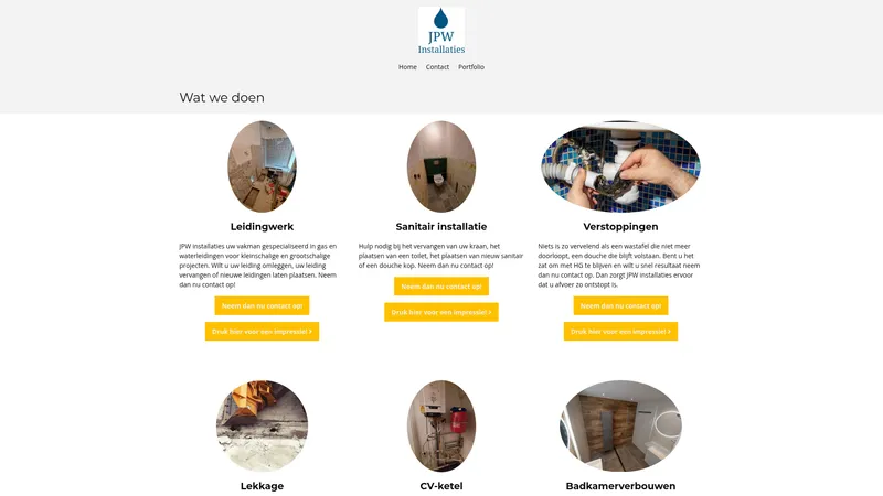Website van JPW Installaties