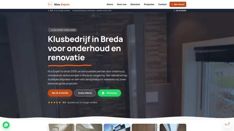 Website van Klus Expert in Breda en omstreken