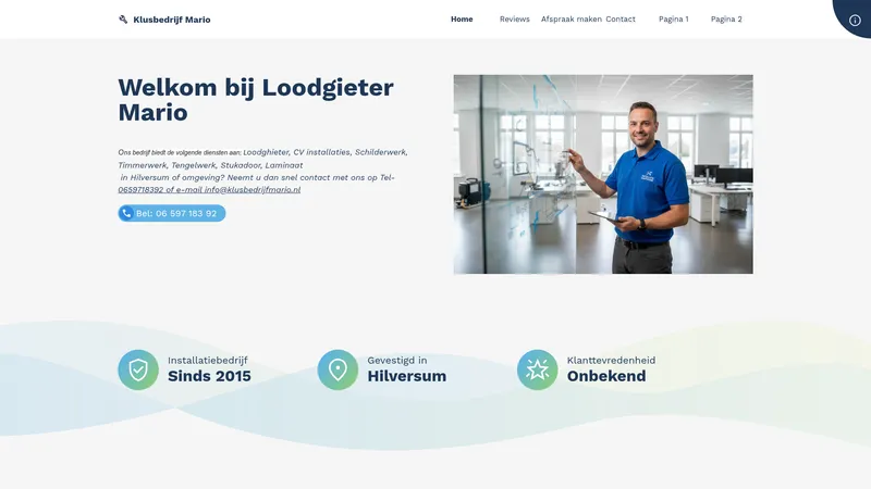 Website van Klusbedrijf Mario
