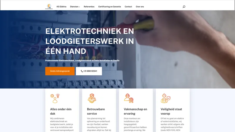 Website van KS Elektra Zwolle