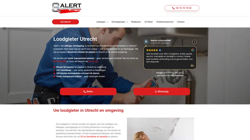 Website van Loodgieter Alert
