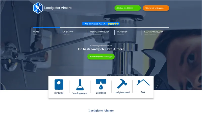 Website van Loodgieter Almere