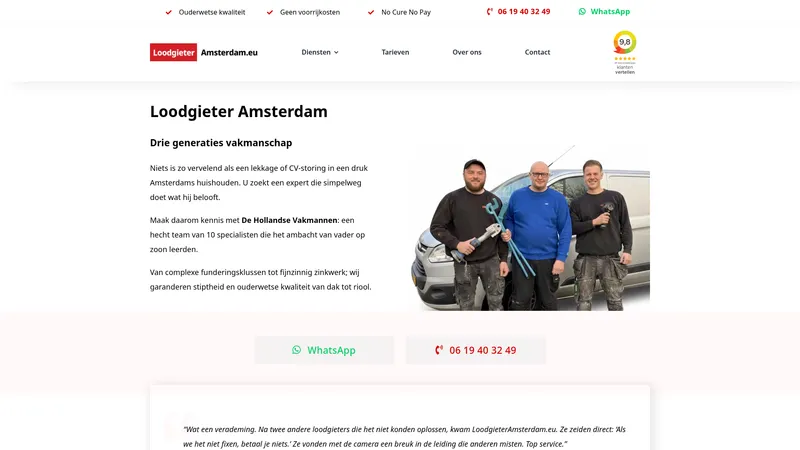 Website van Loodgieter Amsterdam
