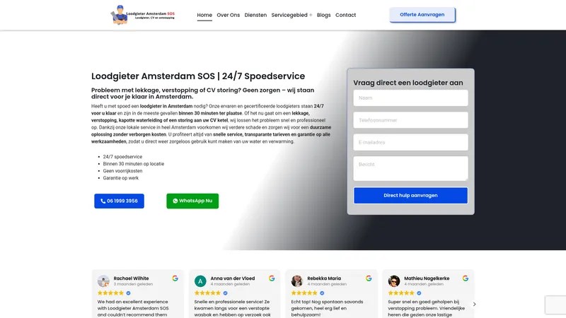 Website van Loodgieter Amsterdam SOS