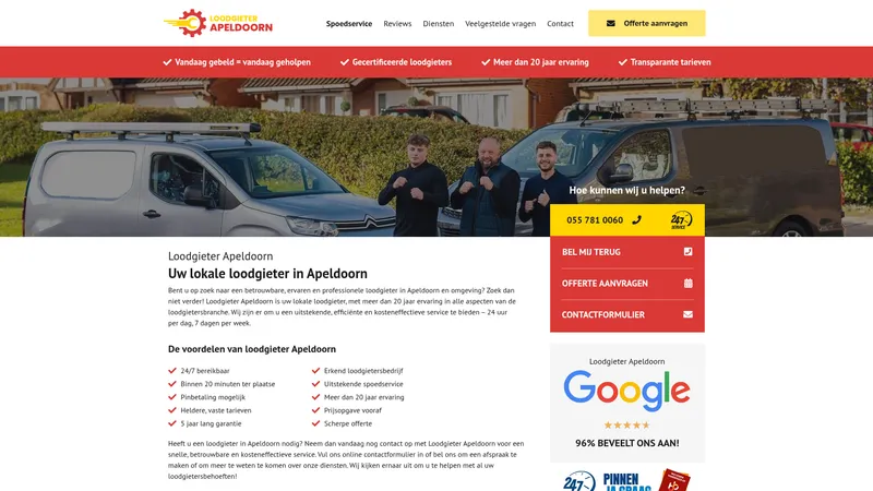 Website van Loodgieter Apeldoorn