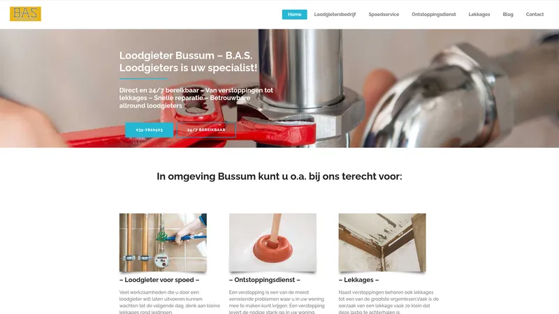 Website van Loodgieter Bussum - B.A.S. Loodgieters