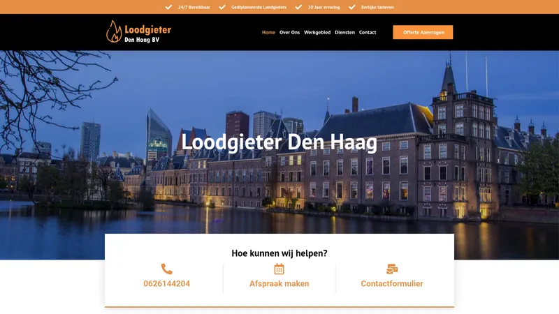 Website van Loodgieter Den Haag BV