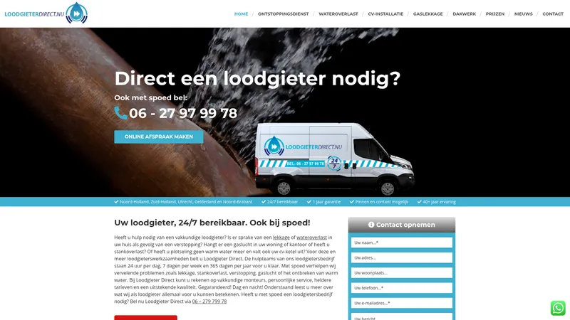Website van Loodgieter Direct