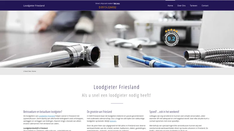 Website van Loodgieter Friesland