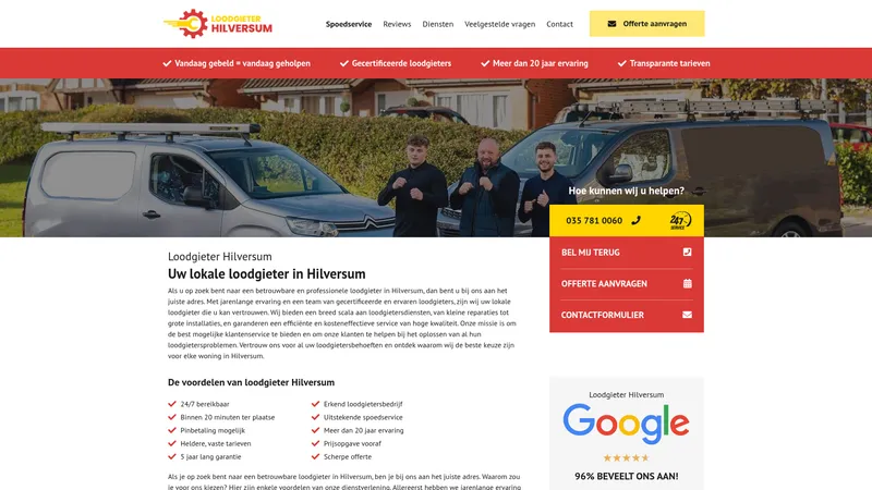 Website van Loodgieter Hilversum