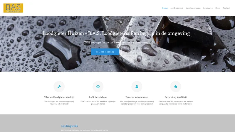 Website van Loodgieter Huizen - B.A.S. Loodgieters