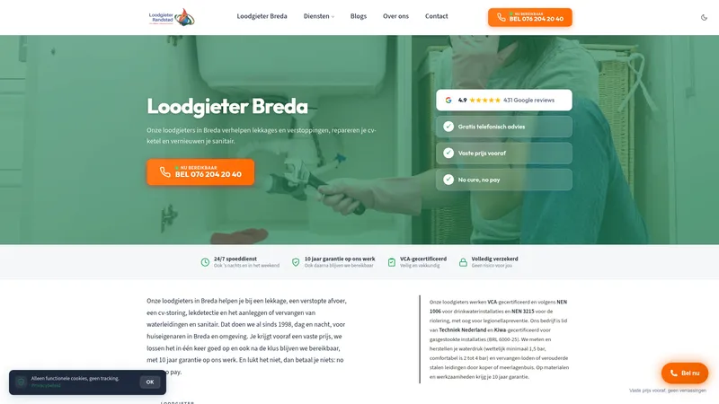 Website van Loodgieter in Breda