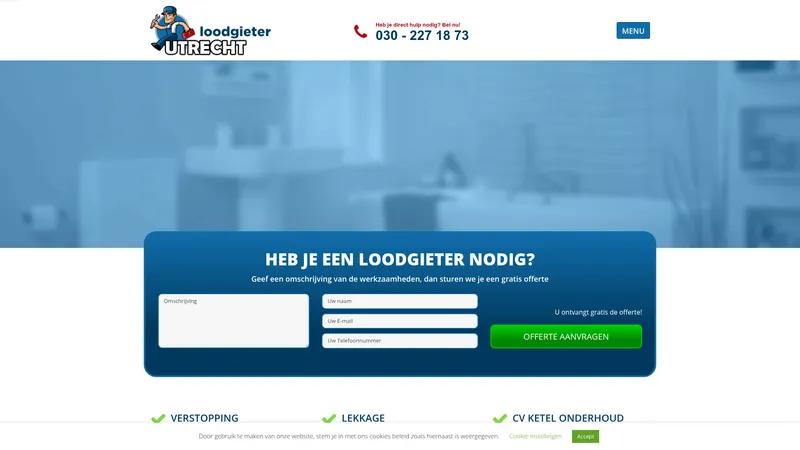 Website van Loodgieter in Utrecht