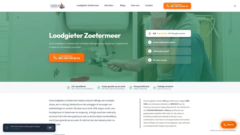 Website van Loodgieter in Zoetermeer
