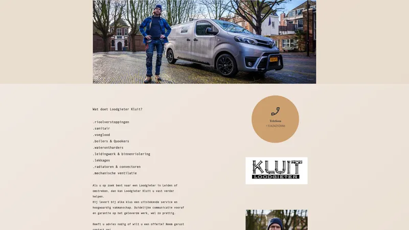 Website van Loodgieter Kluit
