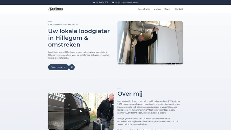 Website van Loodgieter Koolhaas
