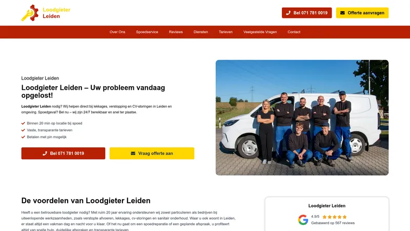 Website van Loodgieter Leiden