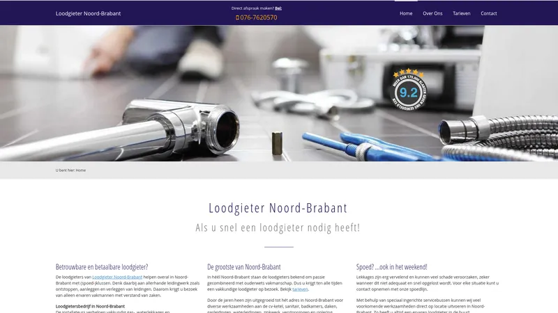 Website van Loodgieter Noord-Brabant