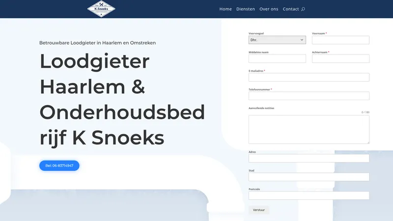 Website van Loodgieter & Onderhoudsbedrijf K Snoeks