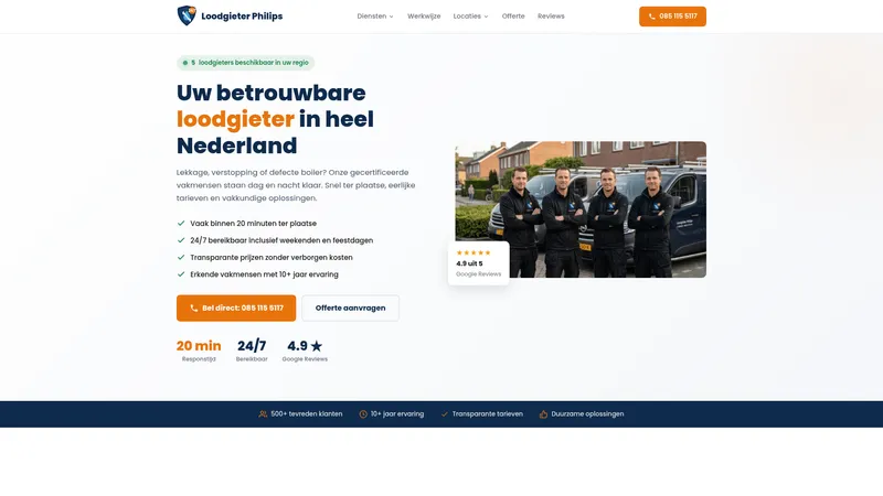 Website van Loodgieter Philips