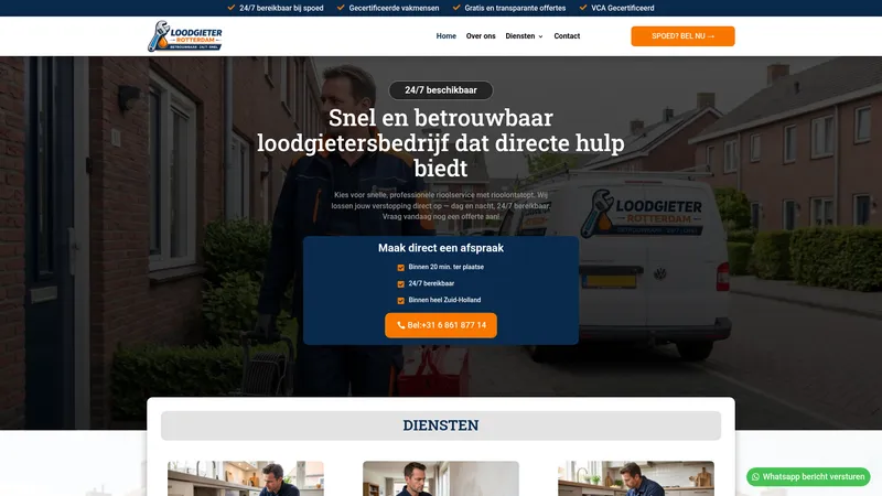 Website van Loodgieter Rotterdam en ontstoppingsdienst