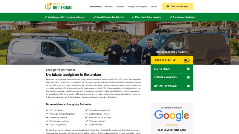 Website van Loodgieter Rotterdam