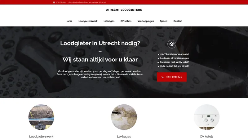 Website van Loodgieter service Utrecht