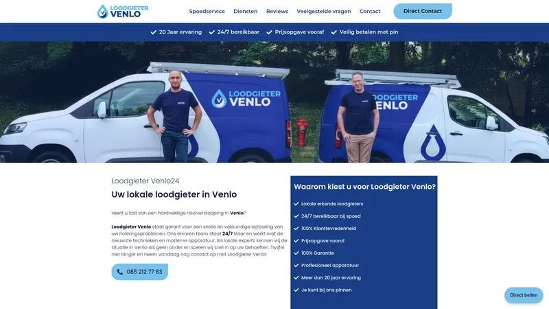 Website van Loodgieter Venlo 24