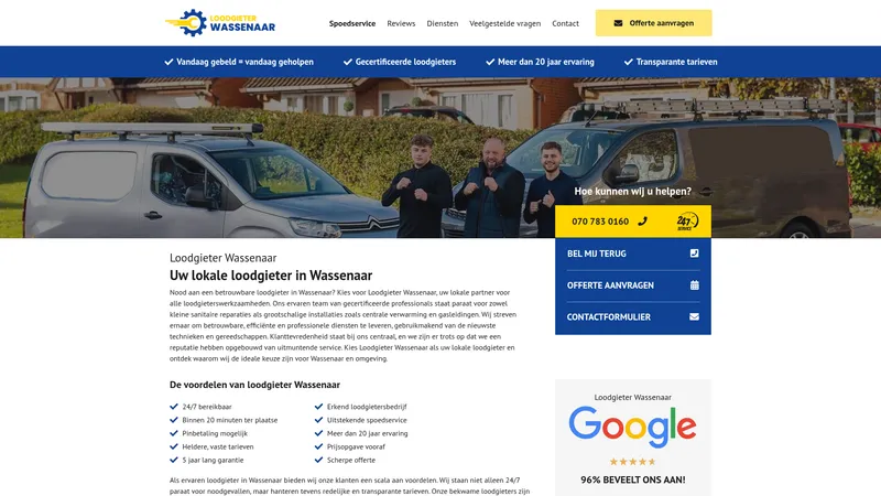Website van Loodgieter Wassenaar
