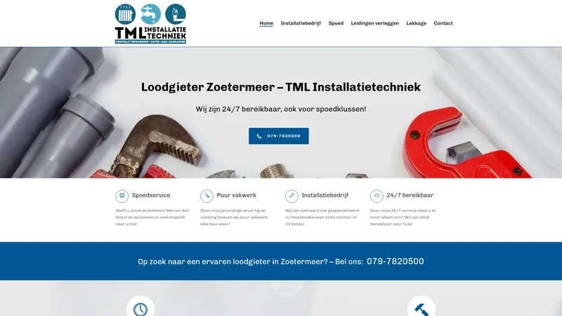 Website van Loodgieter Zoetermeer - TML Installatietechniek