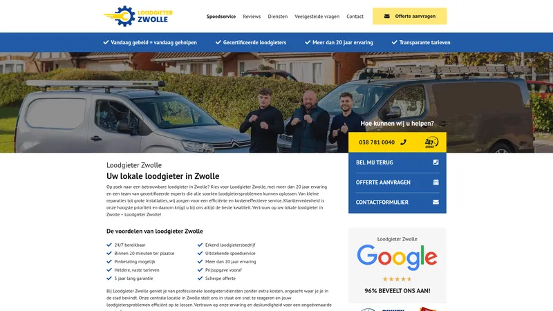 Website van Loodgieter Zwolle