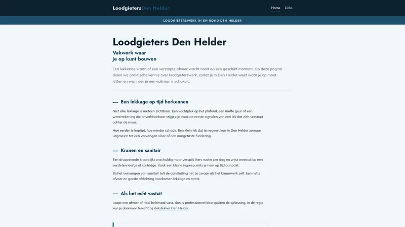 Website van loodgieters den helder